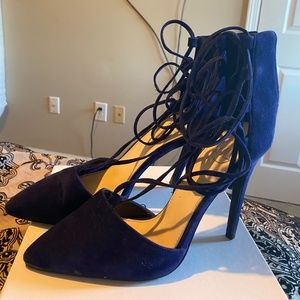 Missguided suede blue lace up heels size 10